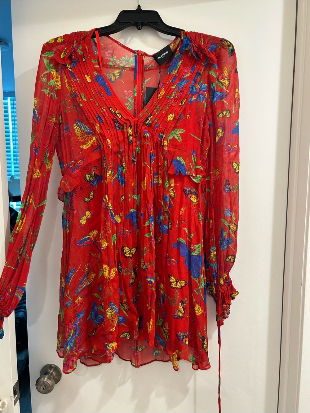 The Kooples Red Butterfly-Print Sheer dress
NWT